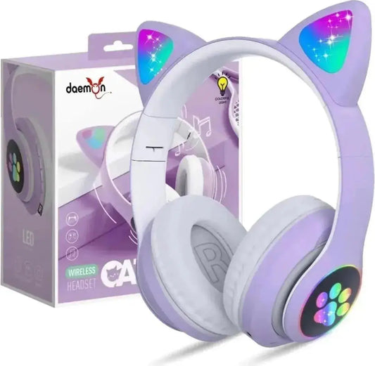 Cat Ear LED Headphones Multicolor ABS for Teens Young Adults 🐱 Cat Ear LED Headphones – Multicolor RGB wireless